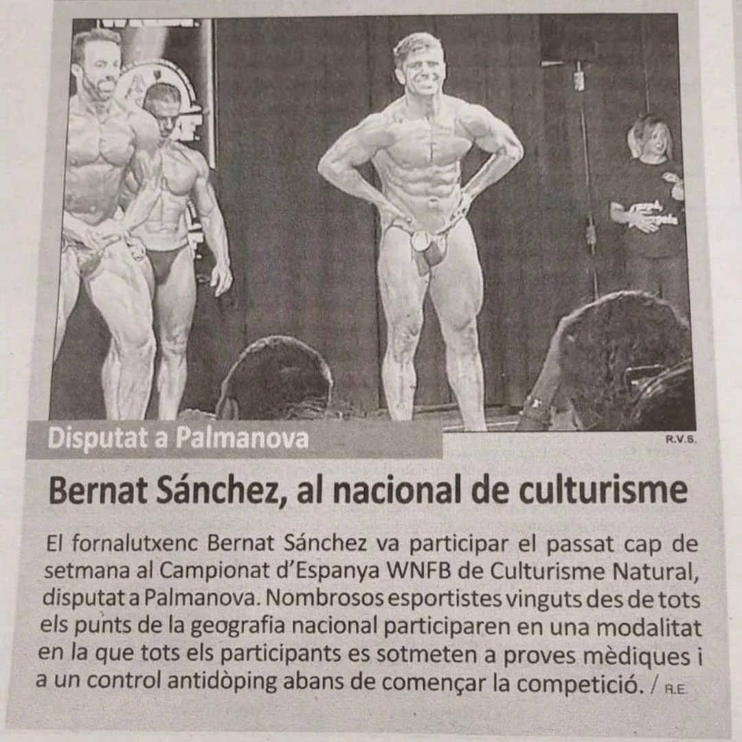Recorte de periódico sobre la competición de Bernat Sánchez